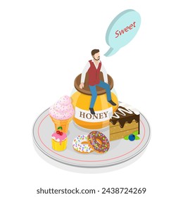 3D Isometric Flat Vector Illustration of Human Five Tastes, Mouth Senses. Item 5