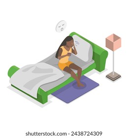 3D Isometric Flat Vector Illustration of Sleepy Early Morning, Lazy Monday. Item 5