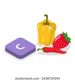 3D Isometric Flat Vector Illustration of Vitamins And Minerals, Healthy Food Supplements. Item 1