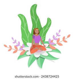 3D Isometric Flat Vector Illustration of Wellbeing, Meditation Practice. Item 4