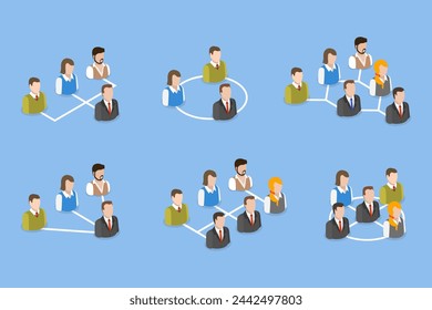 3D Isometrische flache Vektor-Illustration des Organigramms , Struktur des Unternehmens