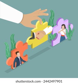 3D Isometric Flat Vector Illustration of Relationship Crisis, Psychologist Support