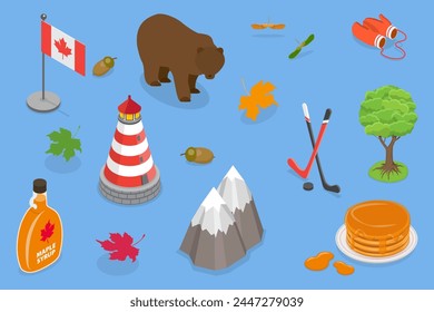 3D Isometric Flat Vector Illustration of Canada Collection, Traditional Cultural Attributes