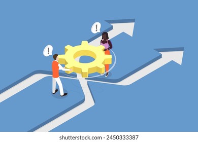 3D Isometric Flat Vector Illustration of Change Management, Business Transformation, Improvement and Adaptation