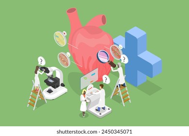 3D Isometric Flat Vector Illustration of Bowel Microorganism Detection And Research, Medicine and Healthcare