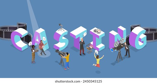 3D Isometric Flat Vector Illustration of Film Casting, Video Production