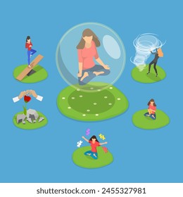 3D Isometric Flat Vector Illustration of Resilience Concept, Mental Strength