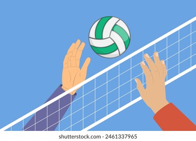 3D Isometric Flat Vector Illustration of Volleyball Game, Beach Outdoor Activities