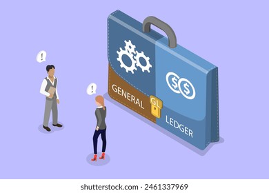 3D Isometric Flat Vector Illustration of General Ledger Accounting, GL, Account Managment