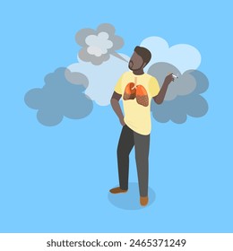 3D Isometric Flat Vector Illustration of Cigarette Addiction, Unhealthy Lifestyle