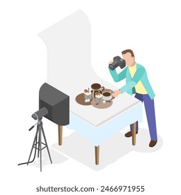 3D Isometric Flat Vector Illustration of Photo Studio, Photographing Models During Photo Session. Item 3