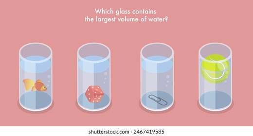 3D Isometric Flat Vector Illustration of Educational Game , Attention Task