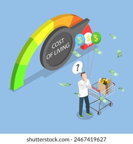 3D Isometric Flat Vector Illustration of Inflation, Consumer Price Index Growth, Financial Crisis