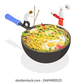 3D Isometric Flat Vector Illustration of Various Dishes, Different Food Set. Item 4