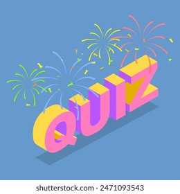 3D Isometric Flat Vector Illustration of Quiz, Question-Answer Game