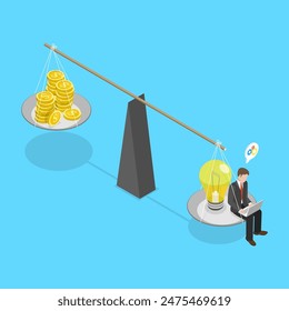 3D Isometric Flat Vector Illustration of Cost and Expences, Financial Planning