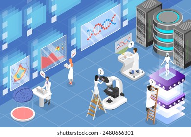 3D Isometric Flat Vector Illustration of Science Researching Lab, Laboratory conducting scientific research and experiments.