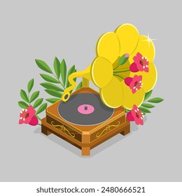 3D Isometric Flat Vector Illustration of Retro Player, Concept of Retro Music. A Nostalgic Tribute