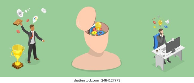 3D Isometric Flat Vector Illustration of Idea Generation, Problem Solving