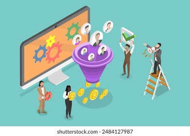 3D Isometric Flat Vector Illustration of Monetization Tips, Lead Generation