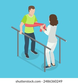 3D Isometric Flat Vector Illustration of Rehabilitation Center, Medical Treatment and Therapy