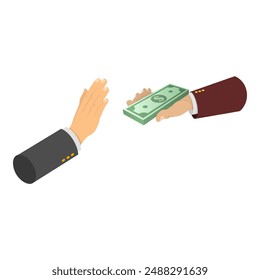 3D Isometric Flat Vector Illustration of Corruption And Venality, Illegal Profit. Item 2