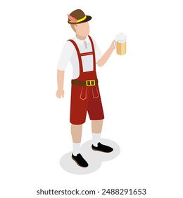 3D Isometric Flat Vector Illustration of Bavarians, Oktoberfest Party. Item 4