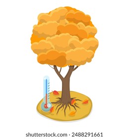 3D Isometric Flat Vector Illustration of Four Seasons, Spring, Summer, Autumn and Winter. Item 4