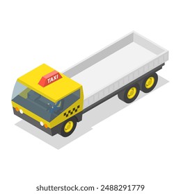 3D Isometric Flat Vector Illustration of Taxi Collection, Different Vehicle Types. Item 1