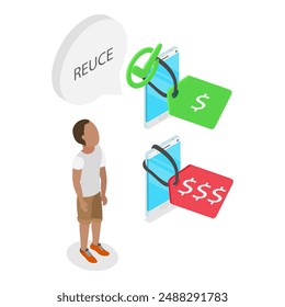 3D Isometric Flat Vector Illustration of Reduce, Reuse and Recycle, Go Green. Item 1