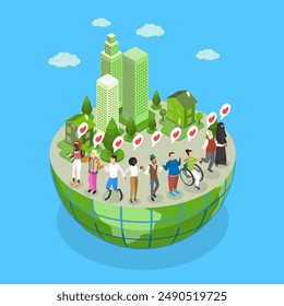 3D Isometric Flat Vector Illustration of Social Diversity, Multicultural Society