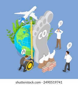 3D Isometric Flat Vector Illustration of Carbon Footprint, Representing Air Pollution through CO2 Emissions