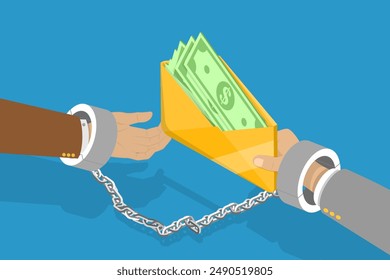 3D Isometric Flat Vector Illustration of Financial Crimes, Anti Corruption Concept