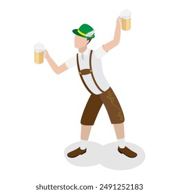 3D Isometric Flat Vector Illustration of Bavarians, Oktoberfest Party. Item 5