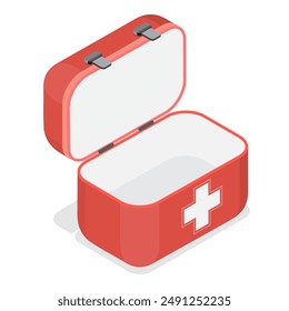 3D Isometric Flat Vector Illustration of Medicine Chest , Medical Equipment Box. Item 2