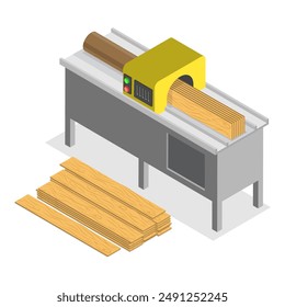 3D Isometric Flat Vector Illustration of Sawmill, Furniture Making Tools and Processes. Item 3