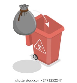 3D Isometric Flat Vector Illustration of Home Waste Disposal, Garbage Separation and Recycling. Item 6