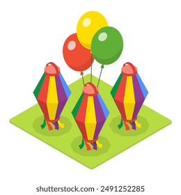 3D Isometric Flat Vector Illustration of Festa Junina, Traditional Brazilian Festival. Item 2