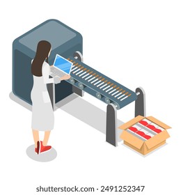 3D Isometric Flat Vector Illustration of Tobacco Industry, Cigarette Production. Item 2