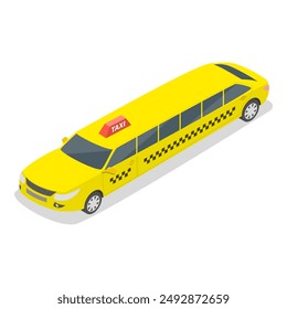 3D Isometric Flat Vector Illustration of Taxi Collection, Different Vehicle Types. Item 3