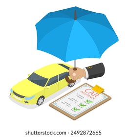 3D Isometric Flat Vector Illustration of Car Insurance, Automobile Protection, Security and Safety. Item 3