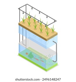 3D Isometric Flat Vector Illustration of Hydroponics, Aeroponics And Aquaponics In Greenhouse, Agriculture Methods for Crop Cultivation. Item 1