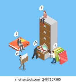3D Isometric Flat Vector Illustration of Document Archiving And Storage, A Key Component of Organization and Efficiency