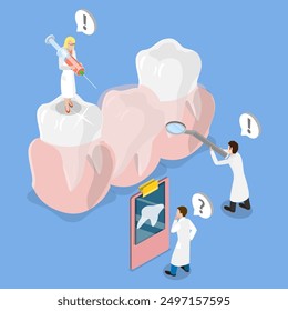 3D Isometric Flat Vector Illustration of Impacted Tooth, Swollen Gum Due to Tooth Problem