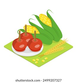 3D Isometric Flat Vector Illustration of Festa Junina, Traditional Brazilian Festival. Item 5