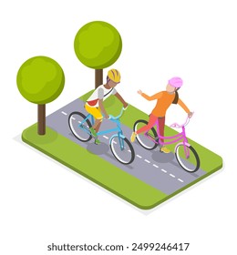 3D Isometric Flat Vector Illustration of Friends Activities, Joyful Young People. Item 3