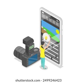 3D Isometric Flat Vector Illustration of Photography Workshop, Arts and Crafts Class. Item 1
