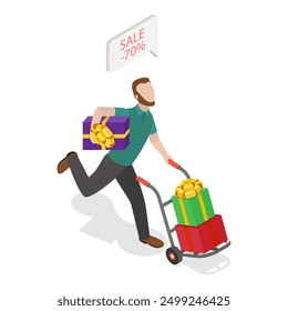 3D Isometric Flat Vector Illustration of Intrusive Sellers, Aggressive Marketing Campaign. Item 3