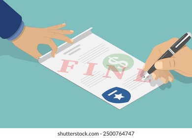 3D Isometric Flat Vector Illustration of Parking Fine, Financial Punishment