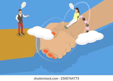 3D Isometric Flat Vector Illustration of Dignity Relationship, Treating Others with Honor, and Respect